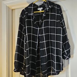 Ava & Ava Black and White Checkered Women's Shirt 2X